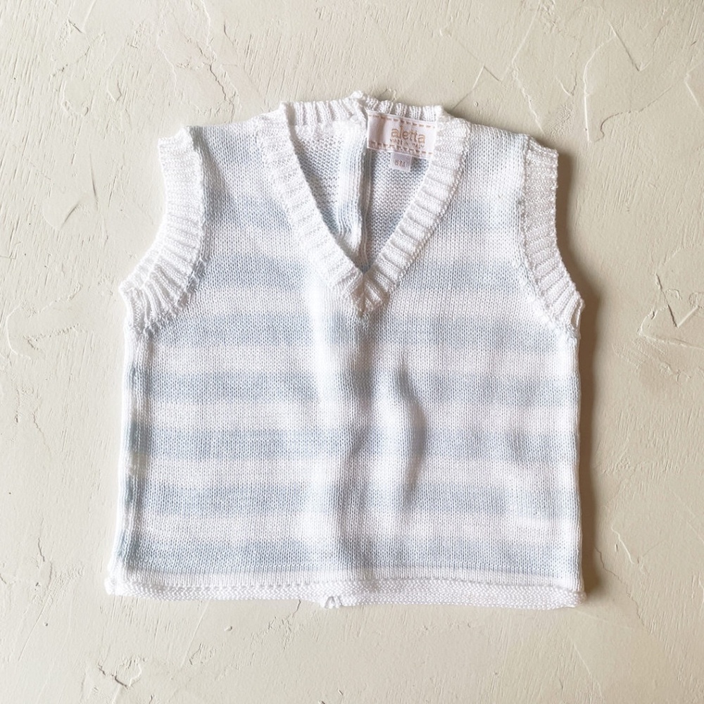 Aleta White and Blue Striped Sweater Vest 6 months